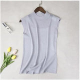 Out Tank Tops Women Summer Lce Silk Sexy Knitted Vest Top Sleeveless Casual Korean Tops Elasticity Solid Slim