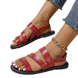 Buckle Flat-Soled Sandals Women Retro-Style Buckle Beach Cool Slippers
