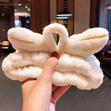 Face Hair Holder Hairbands Soft Warm Coral Fleece Bow Animal Ears Headband For Women Girls Turban Fashion Hair