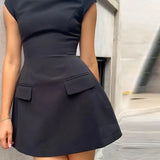 Short Sleeve O-Neck Suit Mini Dress-Outfit
