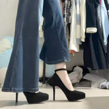 High-Heeled Shoes Design Niche Professional Single Shoes Waterproof Platform British Style Retro 2025 Ultra-Commuting