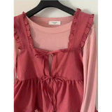 Small Belly Covering Casual Ruffle Sleeveless Western Style Two-piece SuitOutfit