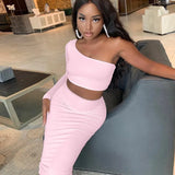 Women Long Sleeve Off Shoulder Crop Tops Long Pencil Skirt Skinny Slim Autumn Fall Two Piece Sets Clothes Suit