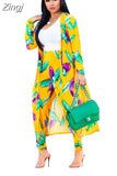Piece Set African Print Elastic Bazin Baggy Pants Rock Style Dashiki SLeeve Famous Suit For Women Coat And Leggings