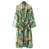 Bohemian Printed Summer Beach Wear Clothing Long Kimono Autumn Plus Size Tunic Women Tops Self Belted Wrap Coat