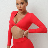 Zingj Nude Yoga Long Sleeve Women Fitness Clothing Sports Yoga Long Sleeve T-Shirt Sports Fitness Jacket Women-Outfit
