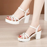 Thick-Heeled Sandals For Women's 2023 Summer New Thick-Soled Waterproof Platform With Large Size 4143100 Open-Toed