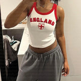 White Ribbed England Tank Top-Outfit