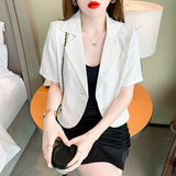 Autumn Korean Style Solid Elegant Fashion Blazers Women Short Long Sleeve Loose Casual Suit Ladies All-match Jacket