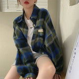 Vintage Plaid Long Sleeve BlouseOutfit