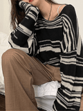 Oversized Stripe Jumper Knit Sweater- Outfit