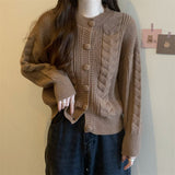Autumn And Winter New Simple Literature And Art Lazy Sweater Coat Gentle Wind Loose Twist Thickened Knitted