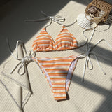 2024 New Striped Towelcloth Small Fresh Sexy Swimwear
