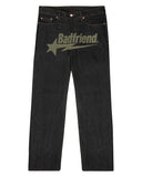 New American Letter Print Jeans Women Harajuku Hip Hop Vintage Straight Pants Unisex Casual Loose Jeans Punk Wide-Leg