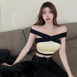 Shoulder Sexy Crop Top Halter Neck Strapless Tank Top Inner Slim Fit Women's Suspenders Sexy Women Harajuku
