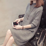 Zingj Winter Add Thick Half High Collar Bottom Unlined Upper Garment Shoulder Sleeve Loose Long Versatile Sweater Long Sweater Female Wear-Outfit