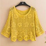 summer short hedging knitted hollow flower small outer super fairy all-match lace