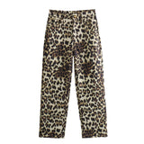 2025 Summer New High Waist Leopard Print Straight Print Women's