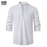 Men's New Men's Cotton Henley Shirt Long Sleeve Hipple Leisure Beach Ripple Ragged