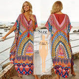 Black Oversize V Neck Moroccan Kaftan Beach Dress Plus Size Women Summer Half Sleeve Side Split Midi Dress Tunica