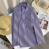 2025 New Fragrant Taro Purple High-End Temperament Pop Blazer Female Korean Version Of Casual