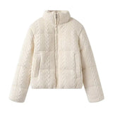 Winter Women's Street Fashion Collar Knitting Warm Zipper Cotton