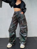 Zingj New Fashion Loose Multi-Pocket Heavy Industry Graffiti Overalls Jeans Trousers