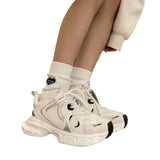 Luth's Same Silver-Thick Old Father Girl 2025 Summer Breathable Height Up Casual Sneakers In