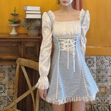 Dresses Robes For Women Casual 2021 Kawaii Fairy Clothes Long Sleeve Strap Mini Maid Dress Lolita Harajuku