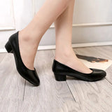 Women's 5cm High Heels Pumps Office Lady Women Shoes Sexy Bride Party Thick Heel Round Toe Zapatillas Mujer