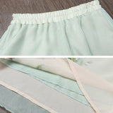 New Style Of Summer Dress, National Chiffon Printed Wide-Leg Trousers, Retro Literature And Art Skirt, Loose Waist Leisure