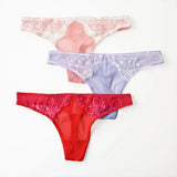 3 Pcs/Lot T-Back Underwear Women Sexy Soft Lace Panties Thong And G Strings Female Seamless Lace Hipster Lingerie