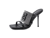 Sandals Women 2022 Luxury Brand Letter Fashion Summer Sexy Crystal Rhinestone High Heels Stiletto Wedding Shoes Woman