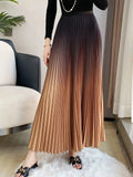 Gradient Pleated Long Skirt- Outfit