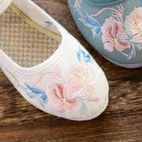 Zingj Shoes Round Head Single Shoes White Bottom Retro Ancient Costume With Flat Bottom Embroidered Cloth Shoes