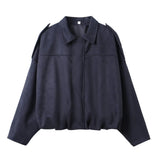 Spring Pilot Jacket Bat Sleeve Zipper Loose Tuffen Jacket Women's Casual