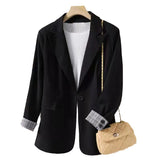 Zingj Autumn New Long Sleeve Large Size Black Small Suit Foreign Style Slim Suit Small Coat Female Tooling-Outfit