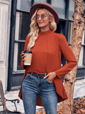 Autumn And Winter Casual Women's Wear Trend Solid Color Half High Collar Long Sleeves Fake Two Shirts