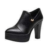 Coarse Waterproof Table Deep Mouth Single Shoes Women's Spring And Autumn Dress Work Shoes Side Zipper Fashion Singles High