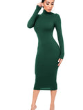 Black Turtleneck Sexy Women Dress Autumn Long Sleeve Skinny Midi Boydcon Casual Blue Plush Knee-Length