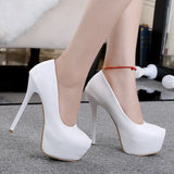Cm White Heel Single Shoes Red Thin Heel Waterproof Table White Wedding Shoes Large High Heels Wedding