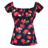 Summer Women Vintage Oversized Shirts 50s 60s Pinup Polka Dot Striped Print Top White Red Rockabilly Blouses