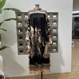 High-Suppe Lady Party Unique Trendy Prints Of Stingy-Faced Bat Long-Sleeved Long-Sleeved Long Dress