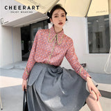 Neroli Peter Pan Collar Designer Shirt Women Long Sleeve Floral Top Green Edge Fashion Korean Blouse Spring