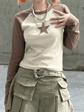 Raglan Sleeve Star Patch Knit Crop Top- Outfit