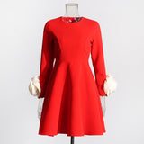 Small Fragrant Wind To Close The Waist Thin A Word Short Dress 2025 Summer New Cuff Three-Dimensional Flower Design Short Dress Dress