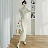 Temperament Half-High Collar Long Ankles Knitted Sweater Skirt Women's Autumn New Sweater