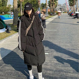 Women's Cotton Coat Mid-Long Winter Casual Jacket Loose Plus Velvet Drawstring Zipper Hooded Warm Overcoat Parkas