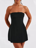 Strapless Solid Mini Dress-Outfit
