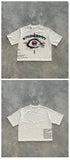 New Skull Print Mode Short-Sleeved Round-Collar Street Wash Hip-Hop Fashion Brand Retro Loose